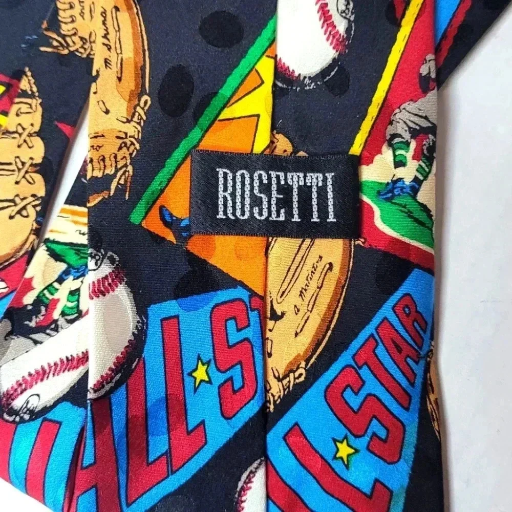 ROSSETTI Alk Star Baseball Comic Book Tie Men's Necktie Vintage